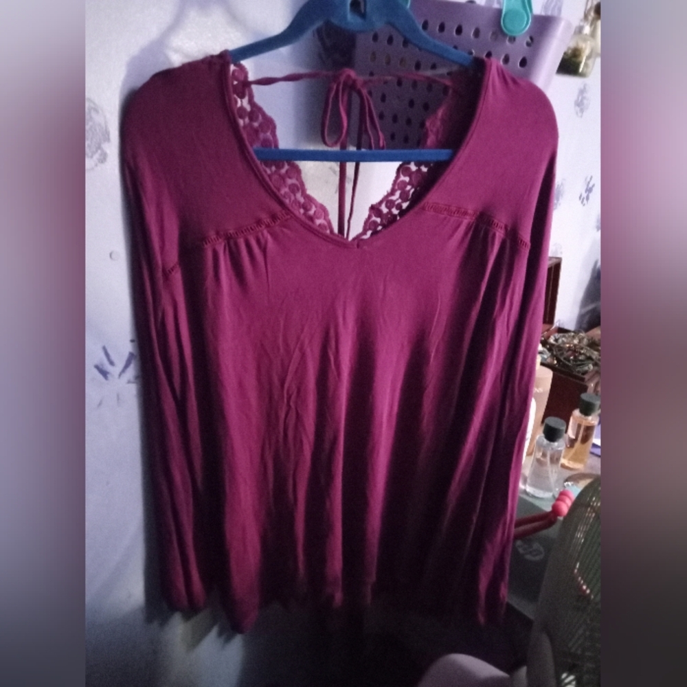 Faded Glory Women's Fushia Lace Top